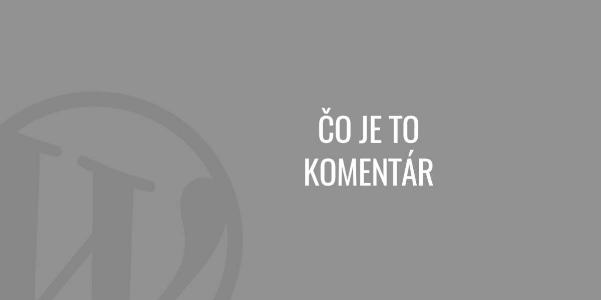 Co je to komentář