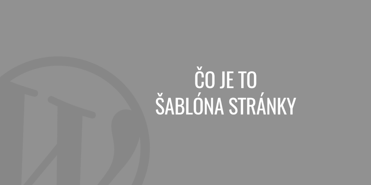 Co je to šablona stránky