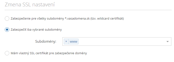 SSL certifikát jiný registrátor domény