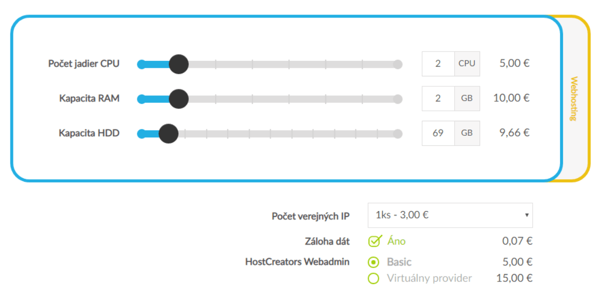 HostCreators Virtuální server cena