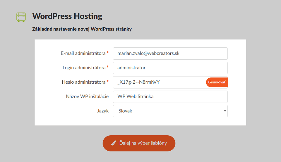 Základní nastavení WordPress