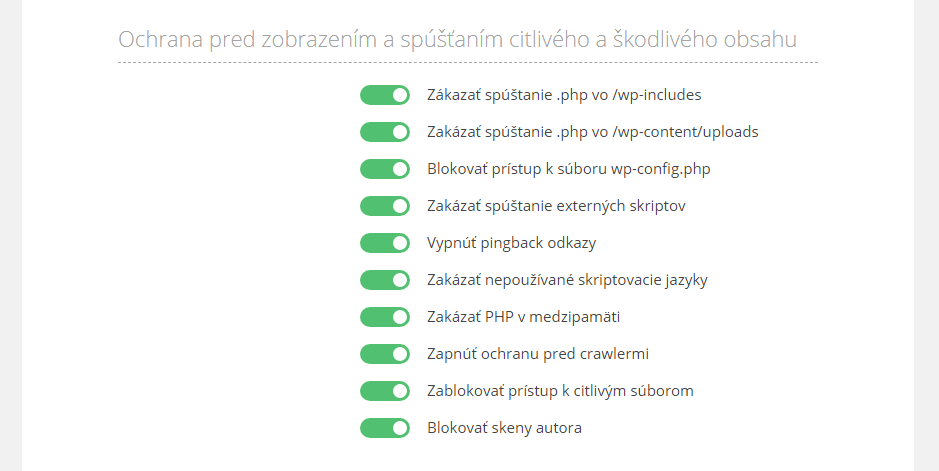 Zapnutí ochrany